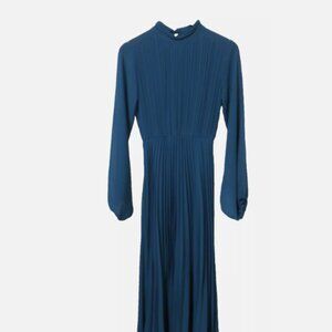 Philharmonie by Grace Women's Dress Long Sleeves Pleated Teal Tulle Size M NWT